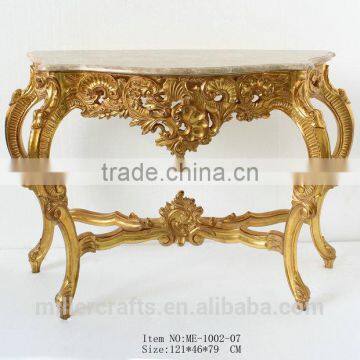 Rococo Style Furniture Living Room Antique Gold Console Table photo-4