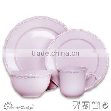 Retro White Color Emboss Ceramic Dinner Set photo-2