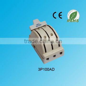 Double Throw Ceramic Porcelain Base 3p Copper Iron Knife Switch for High Voltage 100A photo-2