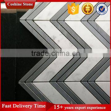 Popular Chevron Shaped Mixed Color Marble Stone Polished Mosaic Tiles photo-4