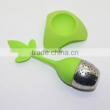 Food Grade Silicone Loose Leaf Tea Infuser,silicone Tea Filter,silicone Tea Strainer With Stainless Steel Ball photo-3