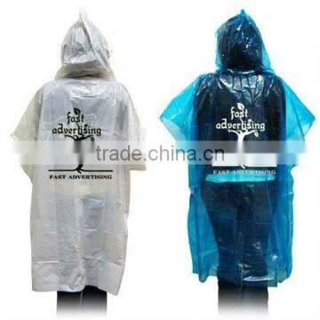 Emergency waterproof disposable plastic rain poncho for sport events