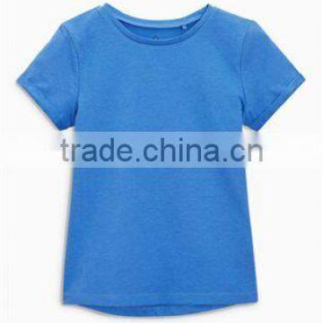 2017 Hot Sales Children Girls O-neck Short Sleeve T-shirt Pure Color photo-4