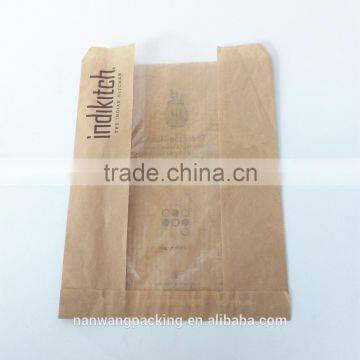 Food packaging paper bag with window,sharp bottom Kraft paper bag with window