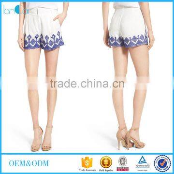 White Women Summer Embroidered Shorts 2017 China Manufacturers Fashion Designs