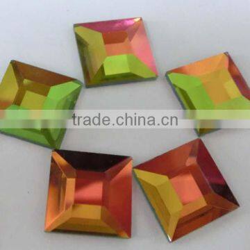 flat back galss mirror square crystal decoration loose beads for clothing