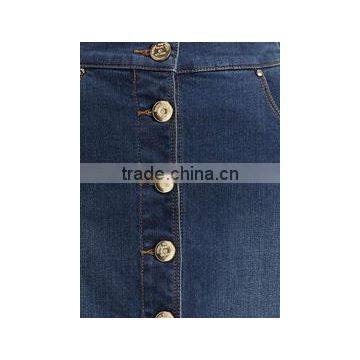 Lady's Newest Fashion Front Buttons Embellished Jean Skirt photo-5