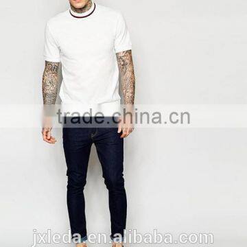 White Pique 100% Cotton Men Turtle Neck T-shirt Custom photo-4