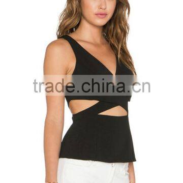 Special Design Black Hollow Out Singlet Cotton Plain White Singlet photo-2