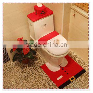 HD2042 Hot selling Father christmas decoration three pieces toilet / Santa Claus Rug Bathroom Set