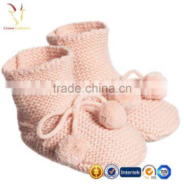 High Quality Cashmere Lightweight Baby Hot Booties with Pom Pom