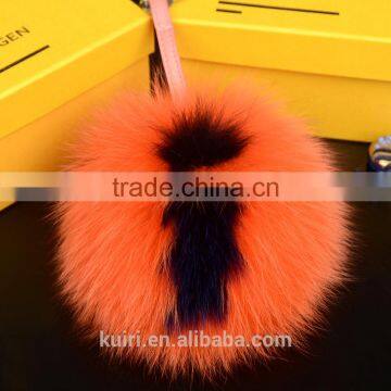 Fox Fur Ball Bag Pendant Letter Ball Keychain 14-15CM Big Ball Fashion Accessory photo-3
