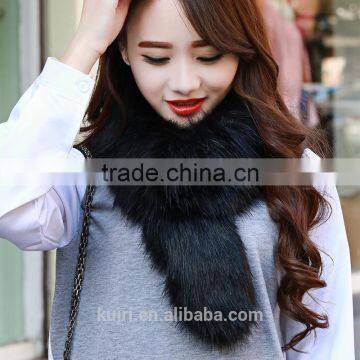 Pure Colour Fox Fur Shawl Beige Thick Faux Fur Scarf photo-4