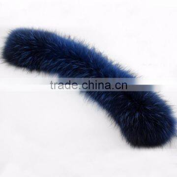 Myfur Royal Blue Genuine Raccoon Fur Collar Hood for Winter Coat