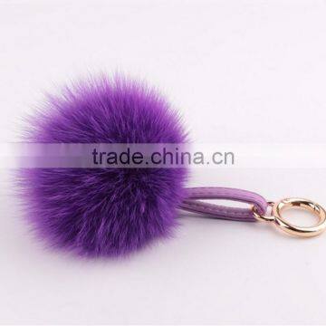 Myfur Cute Genuine Rabbit Skin Ball or Fox Fur Pom Pom Ball Plush Key Chain for Car Key Ring photo-4