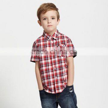 2014 summer 100% cotton classic oxford plaid children's shirt