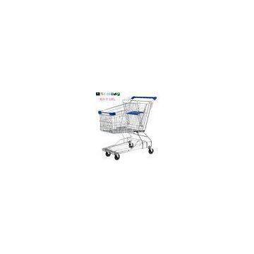 Four Wheel Wire Supermarket Shopping Trolley Zinc Plated 125L / Metal Shopping Carts