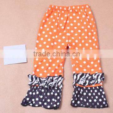 Fashion Girls orange with white softtextile icing baby leggings ruffle pants