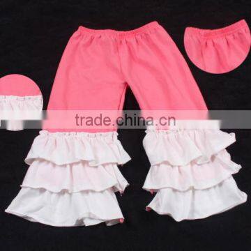 children capris toddler knit cotton ruffle baby legging pants triple baby icing ruffle pants