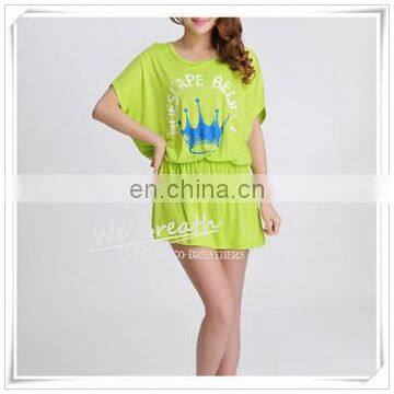 Ladies' Eco Yarn Dye Bamboo Fabric Cover-up Sleepwear Designed Printing photo-2