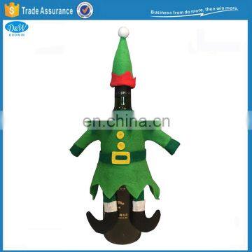 Non woven Green color cheap christmas wine bottle cover wine bottle bag