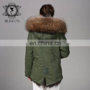 Italy Designer Army Real Fox Fur Parka 2016 Women Jackets With Natural Fur Collar photo-3