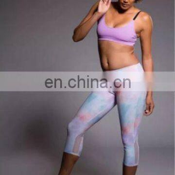 running workout printed mesh pants nude women sexy yoga tights