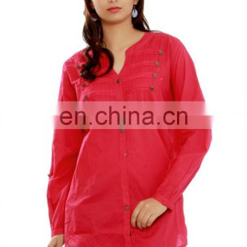 Double fashion flair wearing solid long sleeve western designer top manufacturer