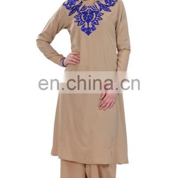 New style women muslim factory price embroidered long sleeve abaya dress with scarf for wholesale