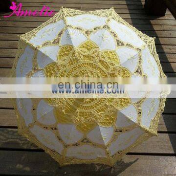 100% Cotton Yellow Lace Parasol