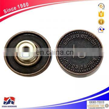 22mm Jeans Metal 3D Buttons, Brass Button And Rivet For Denim, Jackets