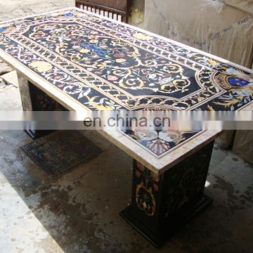 Manufacture Marble Inlay Dining Table Top, Pietra Dura Table Top