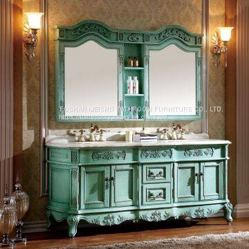 Exquisite Antique Look Double Bathroom Vanity With Hand Craved Design No.801