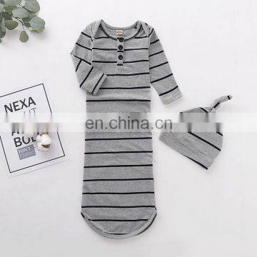 Soft Wear Newborn Baby Sleeping Bag Cotton Stripe Baby Sleep Gown photo-3