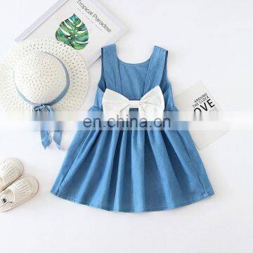 2020 Children's Dress Summer New Girl's Dress Backless Bow For Baby Girl Clothes + Hat