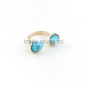 Hot New Round Genstone Ring Gold Plated Alloy Ring for Girls photo-3