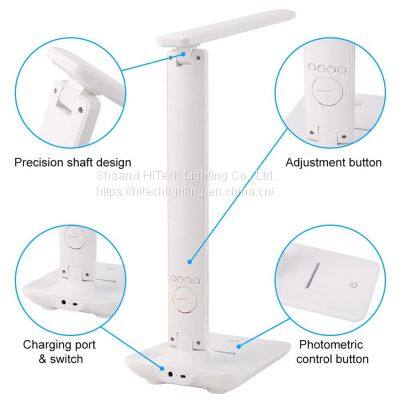 5W/10W LED Table Lamp For Study Reading Touch Switch Desk Lamps With Calendar Temperature Alarm Clock Rechargeable Reading Light photo-4