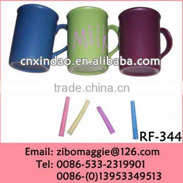 Colored Zibo Made Popular Oversized Porcelain Blackboard Modern Drinking Cup with Chalk