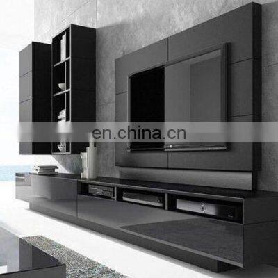 Black Matte LED Light MDF Television cabinet TV stands Living Room Cabinets
