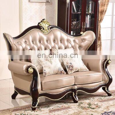 European Living Room Furniture Sofa Luxury Neo-classical American Leather Art 1 2 3 Seaters Sofa Sets