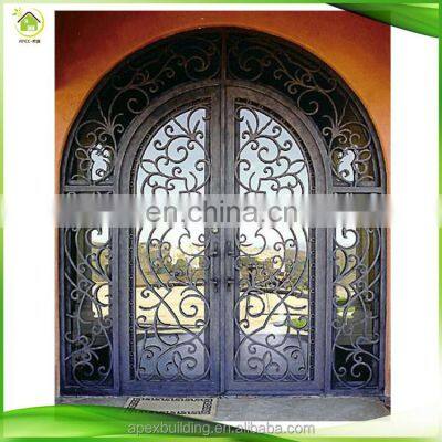 Glass Wrought Iron Front Grill Window Metal Entrance Doors Designs