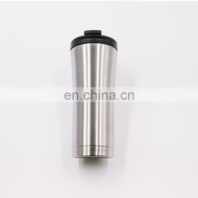 Promotional 16oz stainless steel double wall reusable coffee mug with handle