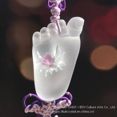 Handmade Crystal Religious Kwan Yin Buddha Head Car Hanging Pendant photo-3