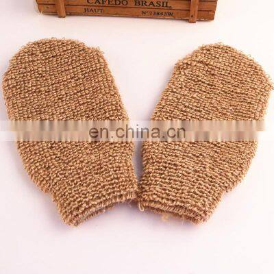 Custom Logo Natural Hemp and Bamboo Fiber Bath Shower Gloves Mitt Exfoliating and Body Scrub Silk Exfoliating Gloves photo-3