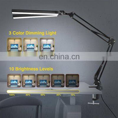 24W Architect Desk Lights With Base and Clamp Double Head Led Desk Lamp Eye Caring Double Swing Arm Table Lamps photo-3