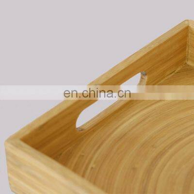 Best Selling Natural Spun Round Bamboo Tray Custom Lacquer Outsite Serving Tray For Food Wholesale Made in Vietnam photo-2