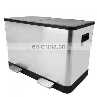 Stainless Dustbin Steel Pedal Bin Sanitary Container Garbage Kitchen 2 Compartment Waste Sorting Trash Can