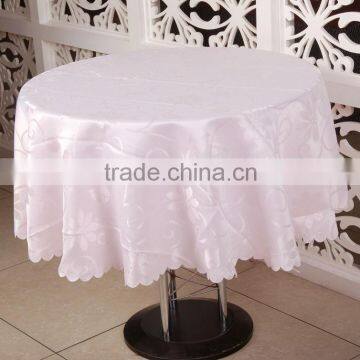 Pink Colour Luxury Banquet Round Jacquard Table Cloth, Embroidery Table Cover