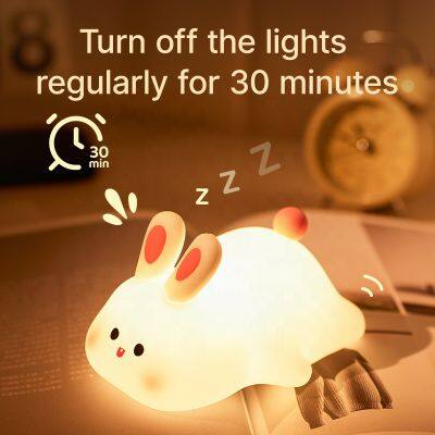 Rechargeable Led Soft Touch Nursery Lamp Bunny Rabbit Silicone Night Light For Kids Light Up Silicone Animal Night Light photo-4