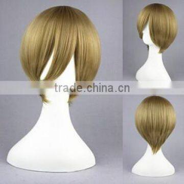 High Quality 35cm Short Straight Gin Tama-Okita Sougo Blond Synthetic Anime Wig Cosplay Costume Hair Wig Party Wig photo-2